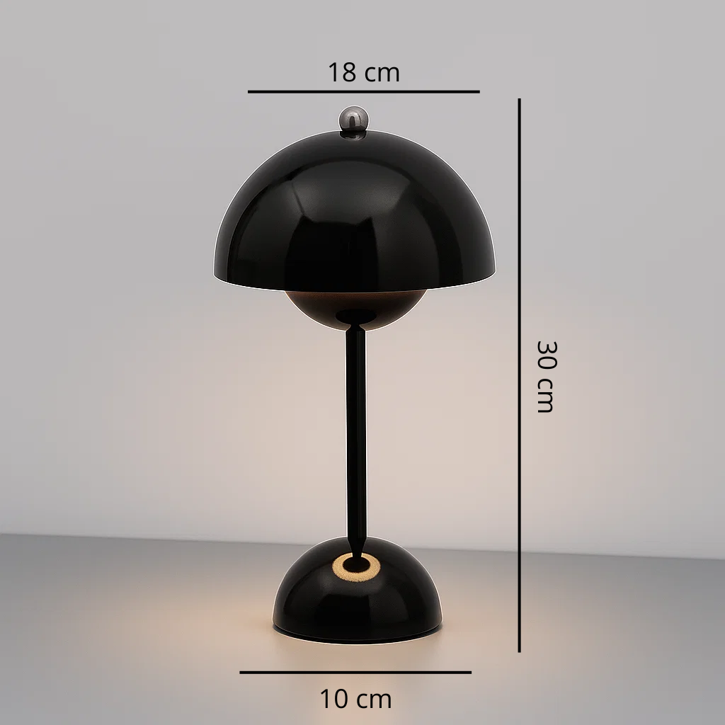 Luminária de Mesa Cogumelo Touch Preta